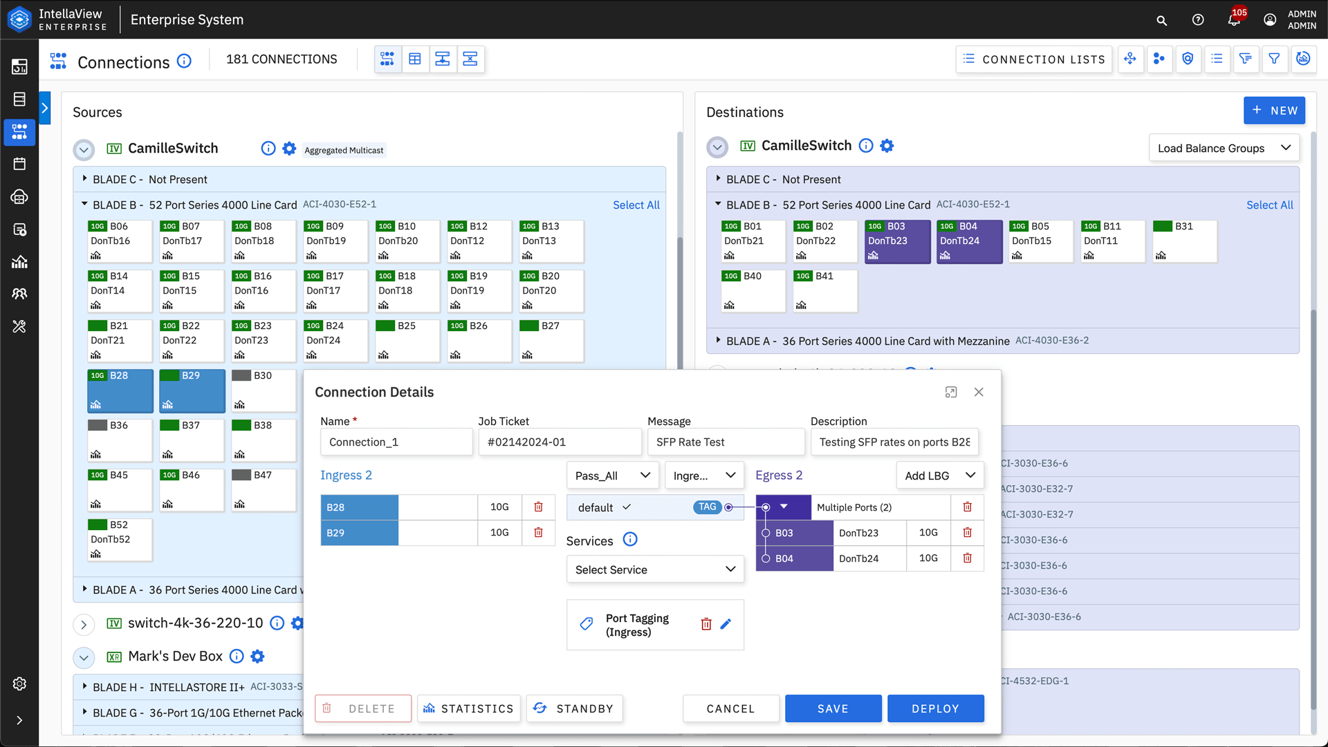 The enterprise connections interface.