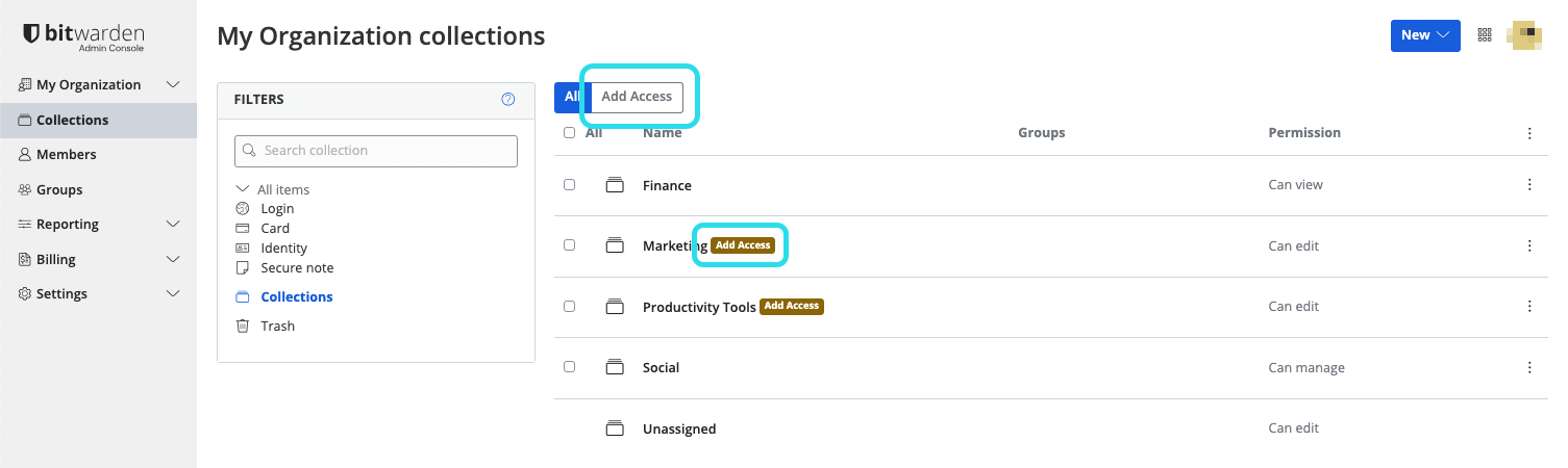 Add access to un-managed collections