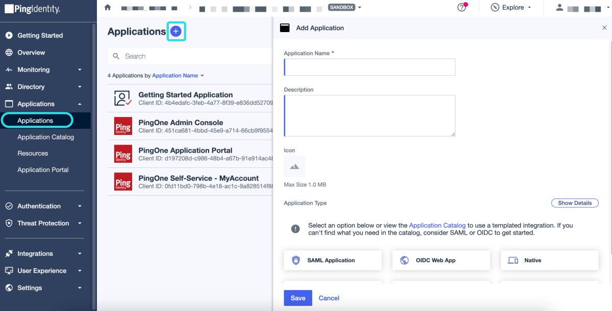 Ping Identity Add Application