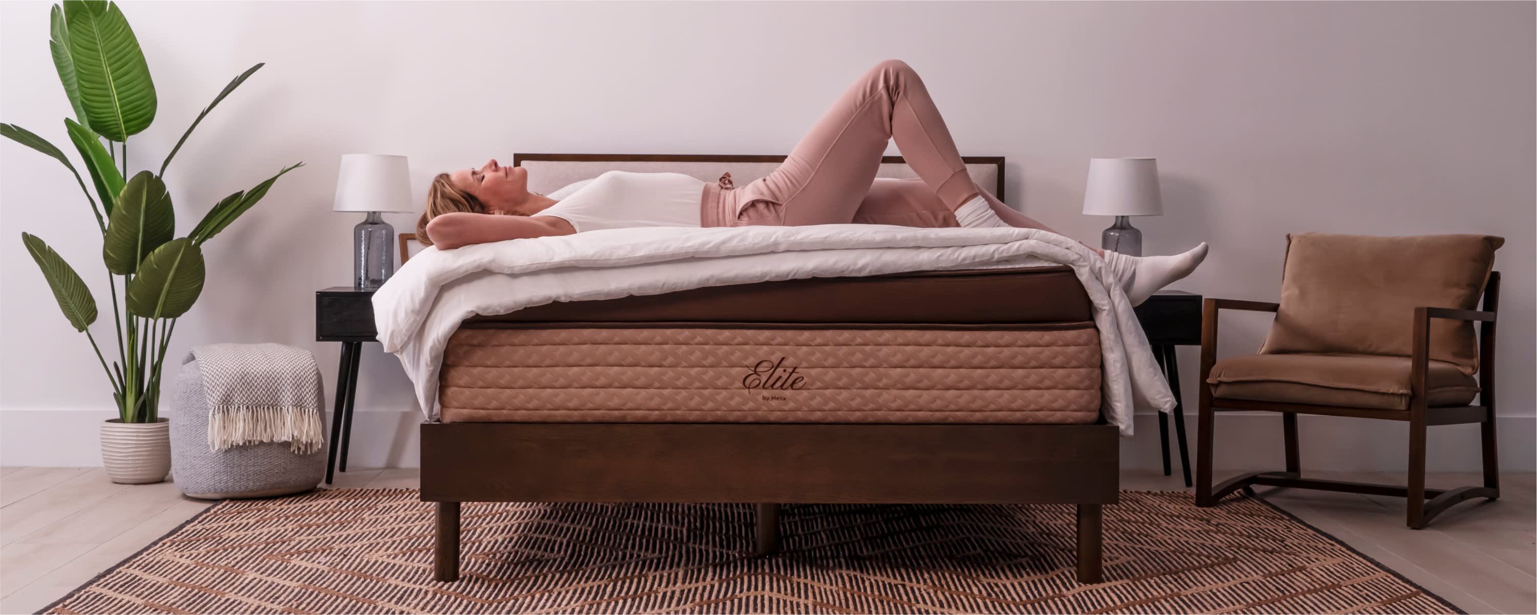 Person laying on their back on Helix Elite mattress