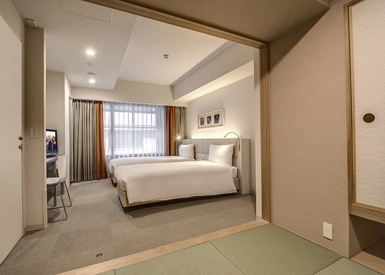 There are rooms with tatami spaces, as well