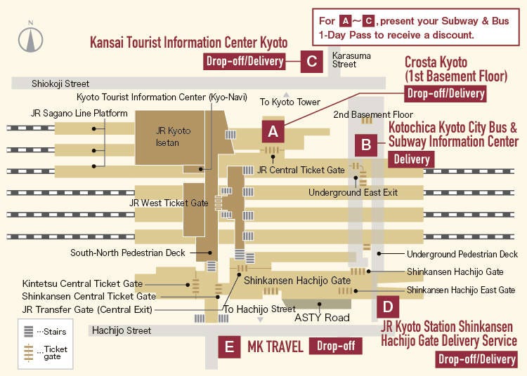 Luggage storage and delivery services conveniently located near Kyoto Station