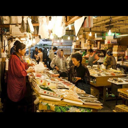 Morning Market in front of Mutsu-Minato Station