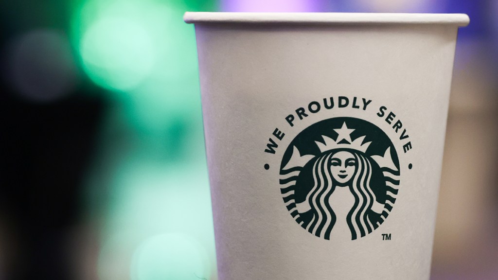 A Starbucks coffee cup