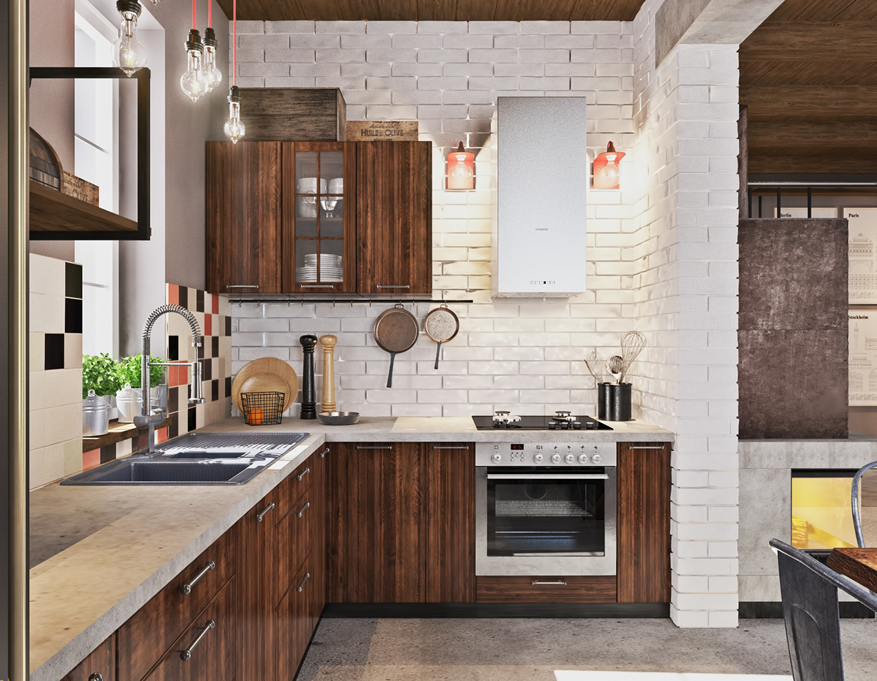 minimalist kitchen with industrial design