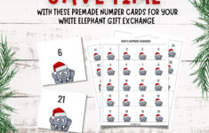 Buy White Elephant Gift Exchange Printable Numbers Editable in White Elephant Numbers Printable