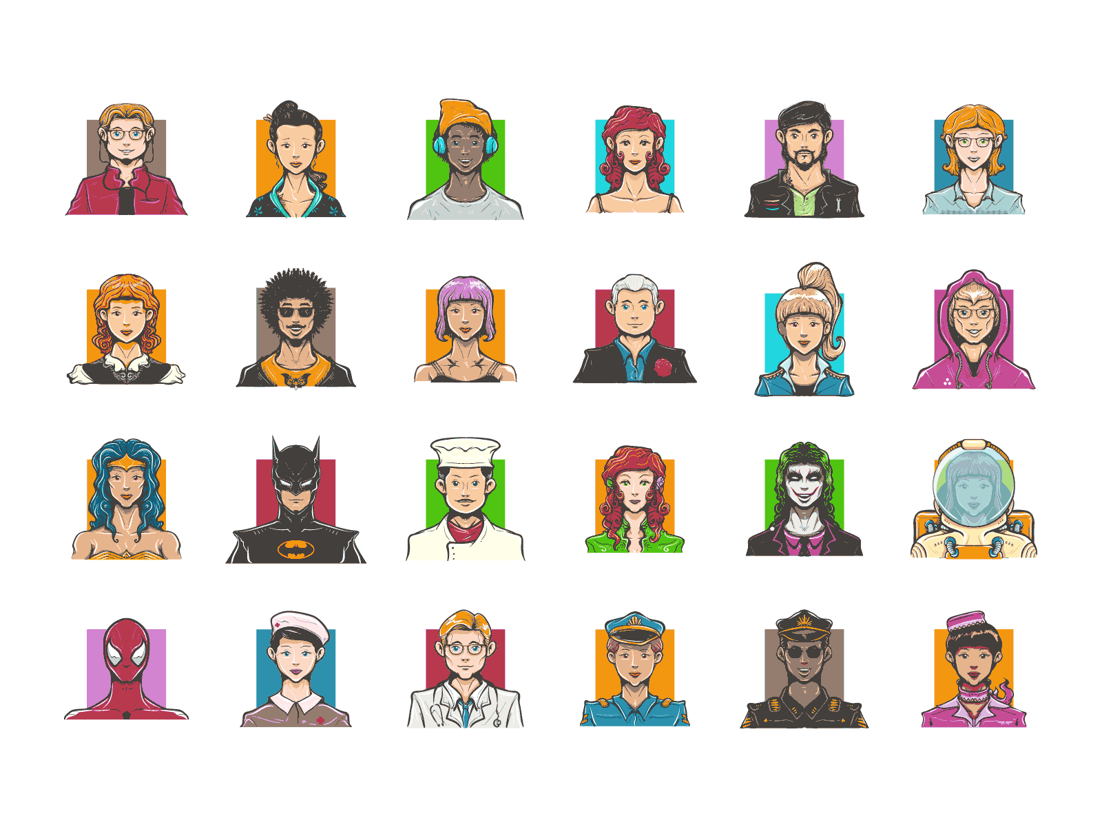 vector hand drawn avatar icons