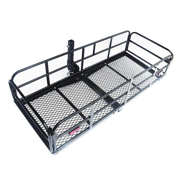 Hitch Mount Cargo carrier 60" x 24.4" x 13.8" Folding Cargo rack Rear Hitch tray Luggage Basket With 500 LB Capacity Fits 2" Rec