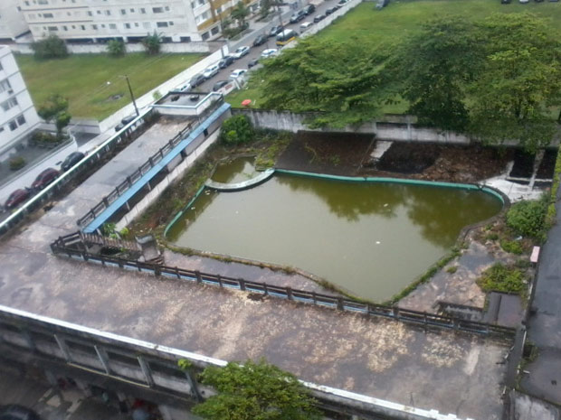 Piscina abandonada está sendo monitorada para evitar dengue, diz Secretaria de Saúde  (Foto: Arlindo Pinheiro Sousa Filho/VC no G1)