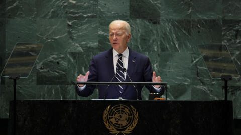 Shugaba Joe Biden na Amurka a yayin gabatar da jawabi a zauren Majalisar Ɗinkin Duniya a birnin New York (24/09/2024)