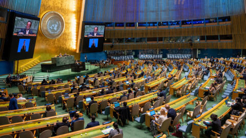 Vue de la salle de l'Assemblée générale lors du « Sommet du futur » au siège des Nations unies à New York, aux États-Unis, le 22 septembre 2024.