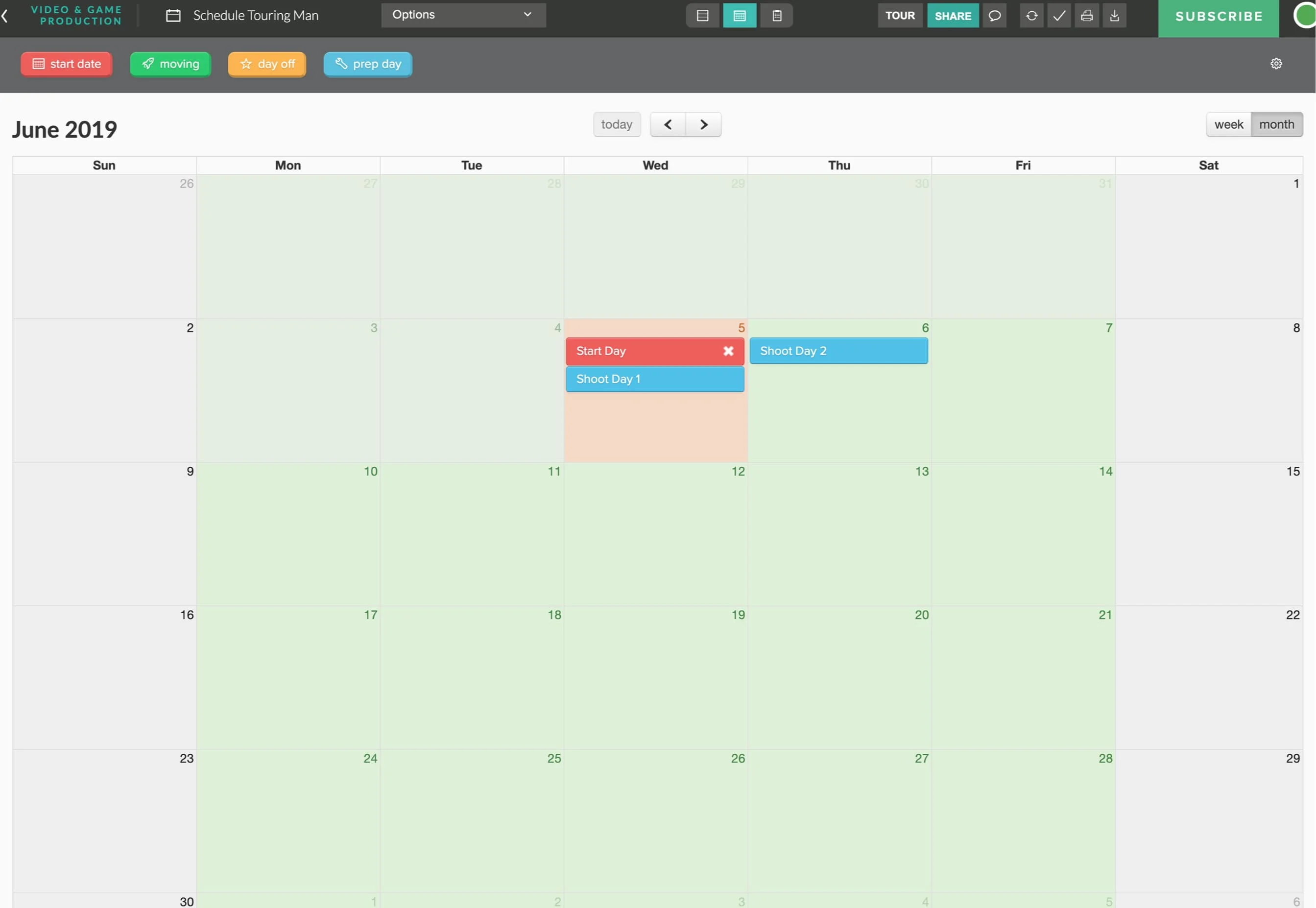 Best Alternative to Celtx - Production Calendar