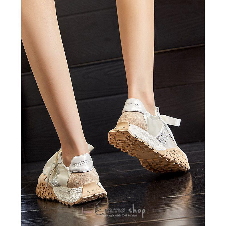 EmmaShop艾購物-韓國同步上新-今年INS最夯單品-厚底緞帶綁帶輕量德訓鞋/休閒鞋