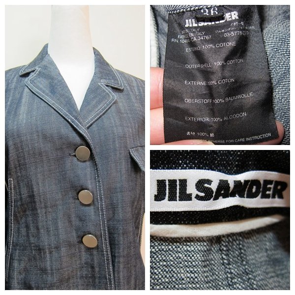 【淘寶店】義大利製-一線國際精品-JIL SANDER-藍牛仔斜角剪裁長版風衣外套--全新-原價38600