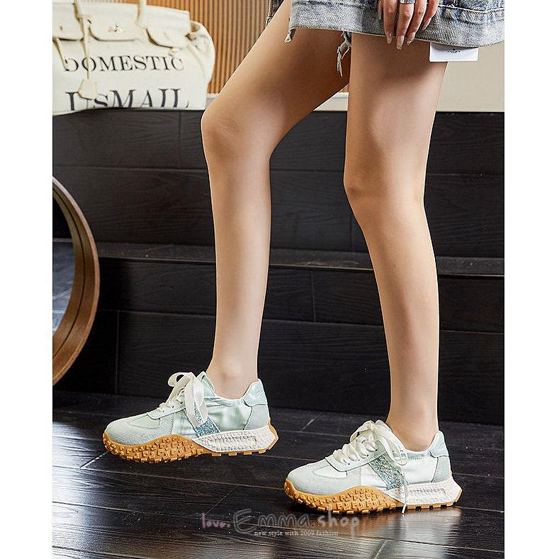 EmmaShop艾購物-韓國同步上新-今年INS最夯單品-厚底緞帶綁帶輕量德訓鞋/休閒鞋