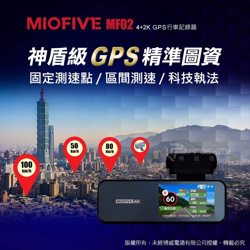 【含安裝+電力線+內建128G】MIOFIVE MF02 區間測速 5G WIFI 前後雙錄 4K 汽車行車記錄器