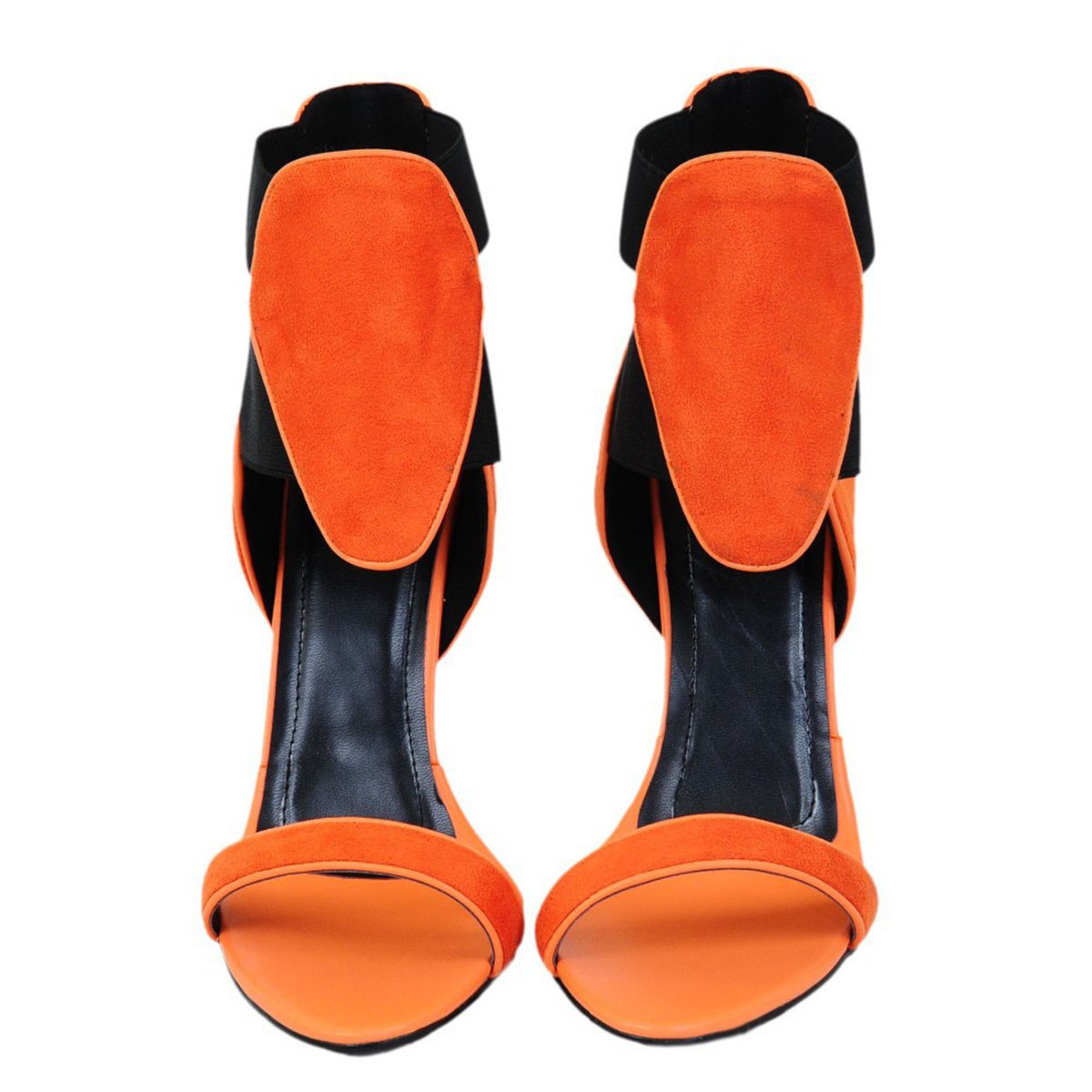 女士大碼鞋 歐美外貿原單女涼鞋包跟露趾高跟鞋絨面廠家直銷女鞋純手工