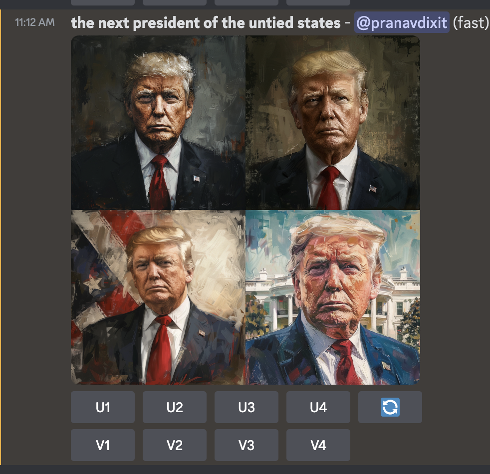 Midjourney generated Donald Trump images despite saying it wouldn't. 