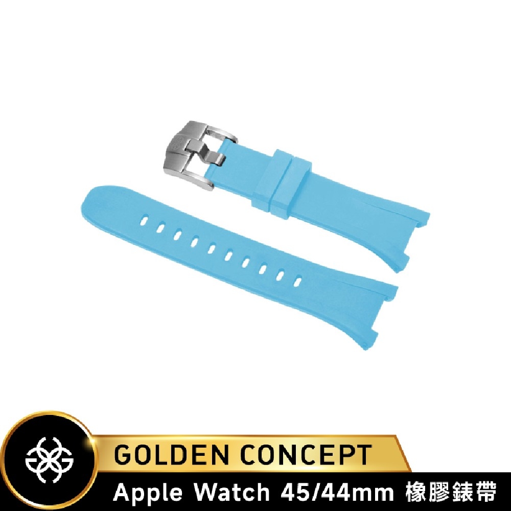 【Golden Concept】APPLE WATCH 45/44mm 天峰藍橡膠錶帶/銀框 ST-45-RB-SB-SL