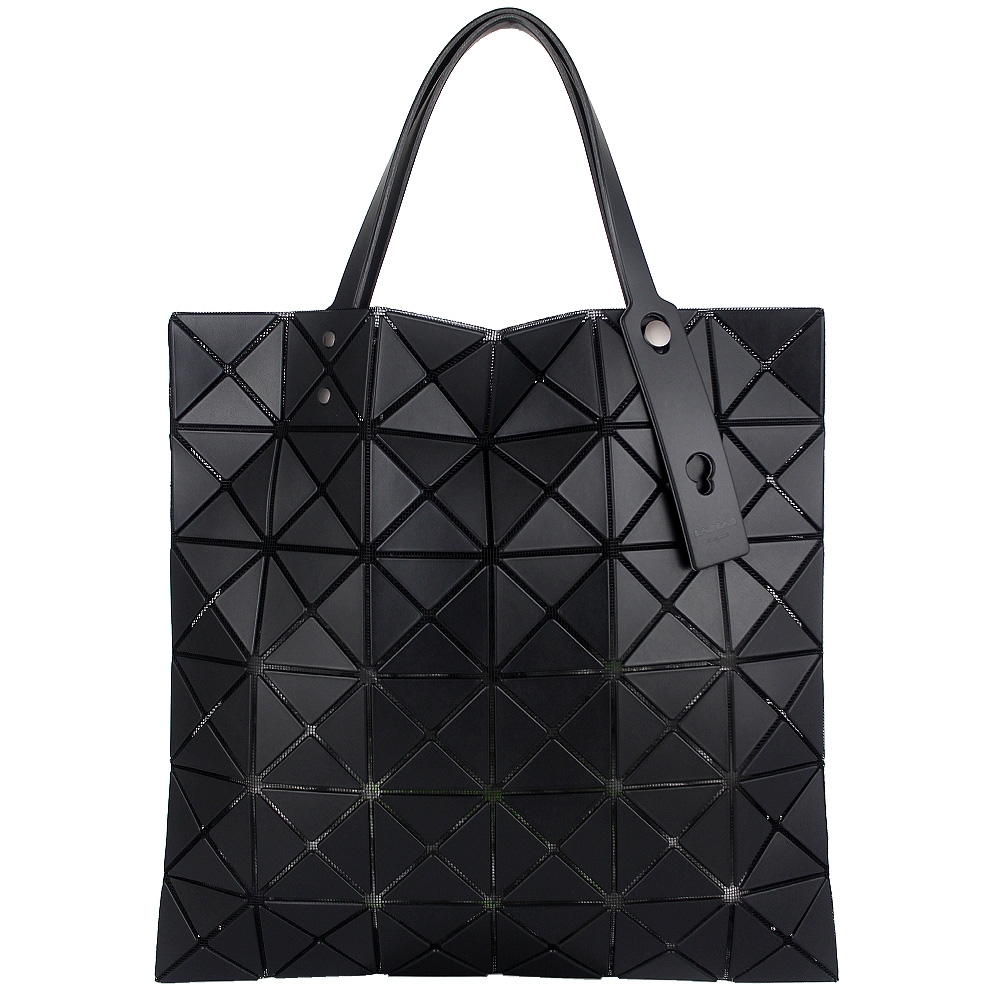 ISSEY MIYAKE 三宅一生BAOBAO 黑色皮質三角格6x6手提包