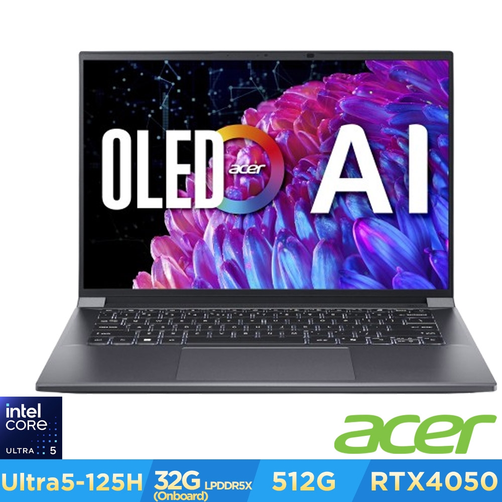 Acer 宏碁 Swift X SFX14-72G-50H4 14吋輕薄筆電(CU5-125H/32GB/512GB/RTX 4050/Win11)