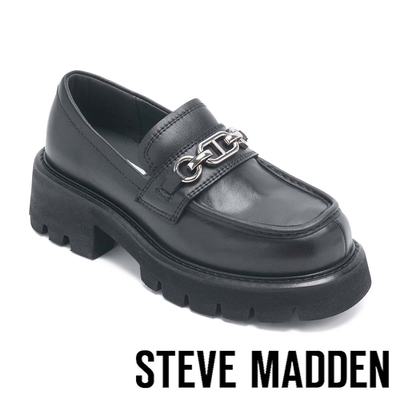 STEVE MADDEN-TWSTELLA 經典金屬飾釦樂福鞋-黑色