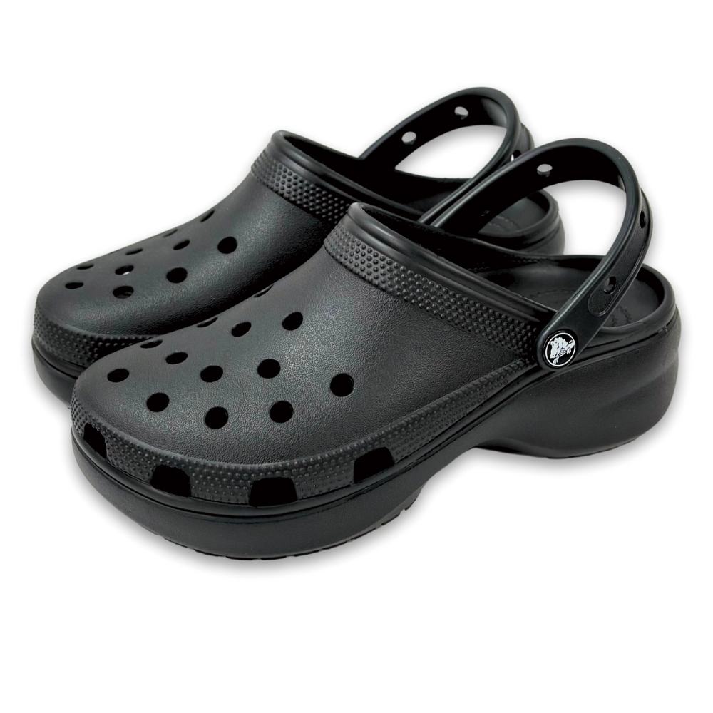 Crocs 卡駱馳 經典雲朵克駱格 CLASSIC PLATFORM CLOG 女 黑色 增高中性鞋 休閒洞洞鞋 厚底涼鞋 輕量懶人鞋 防水拖鞋 206750-