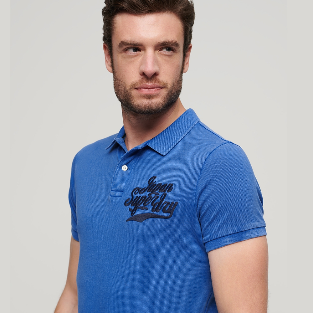 SUPERDRY 男裝 短袖 POLO衫 Applique Classic 摩納哥藍