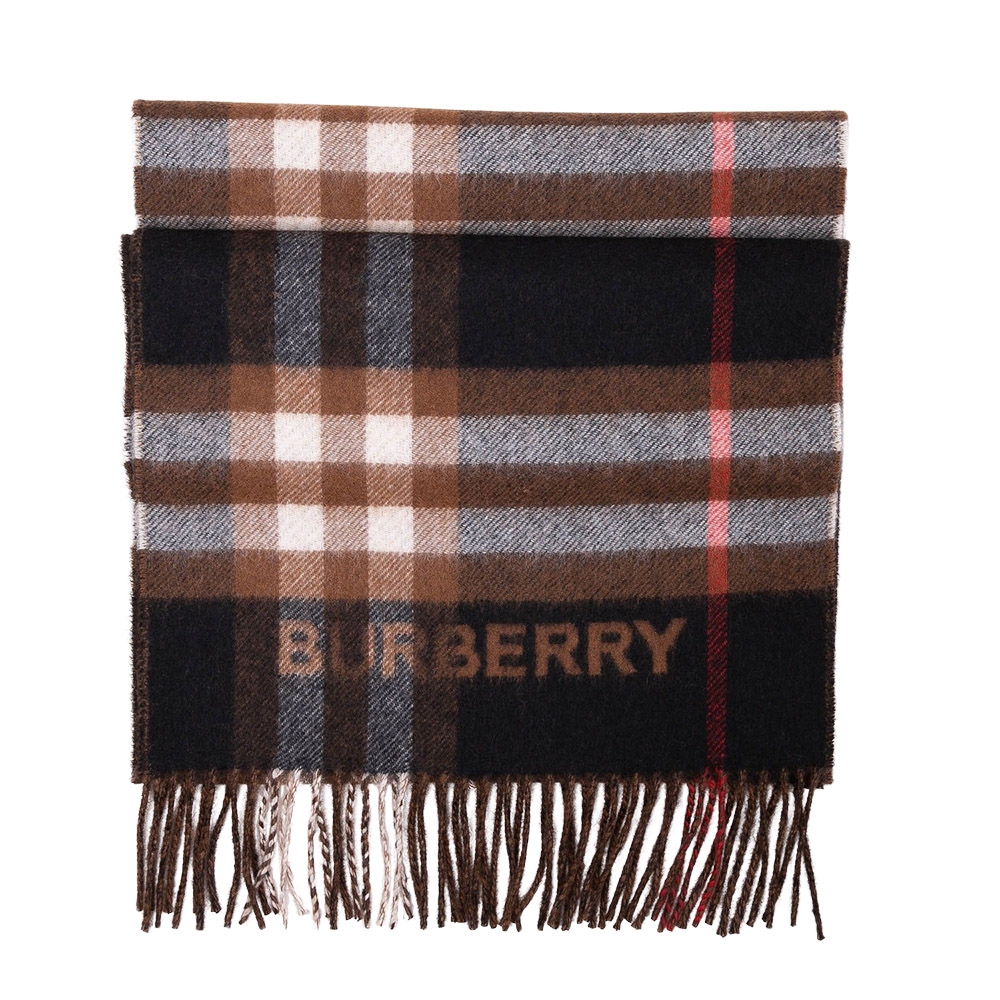 BURBERRY1巴寶莉 經典格紋喀什米爾圍巾(深木棕/黑色)