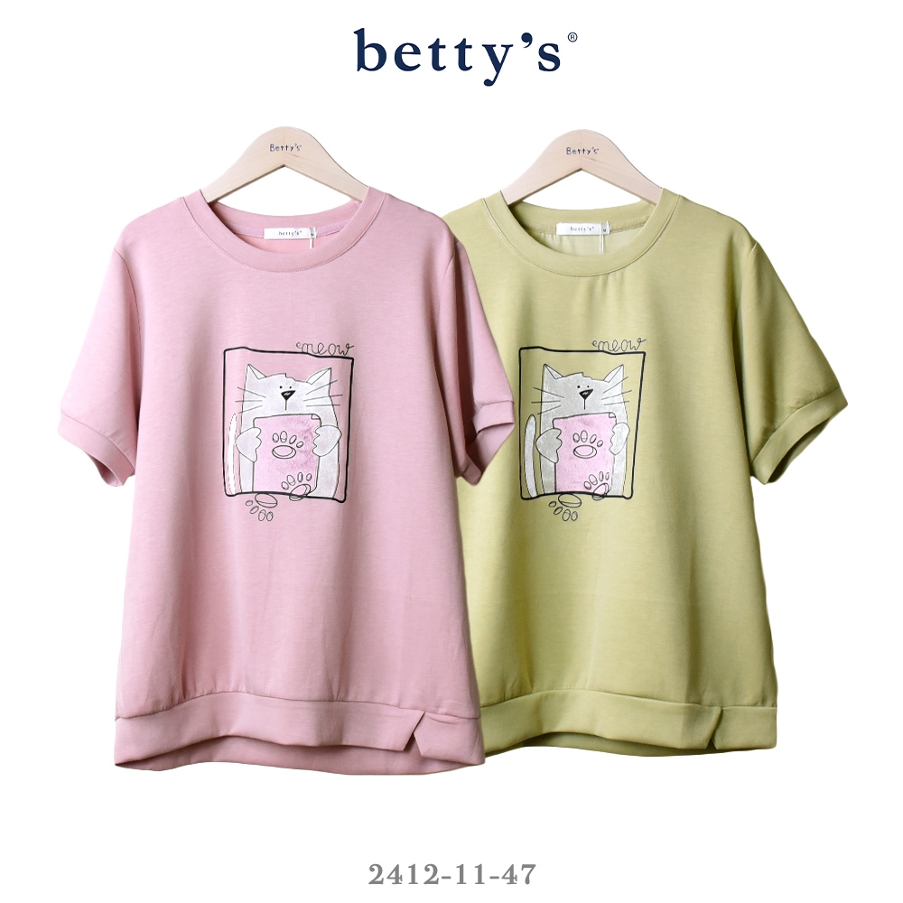 betty’s專櫃款　手繪拼貼貓咪短袖T-shirt(共二色)