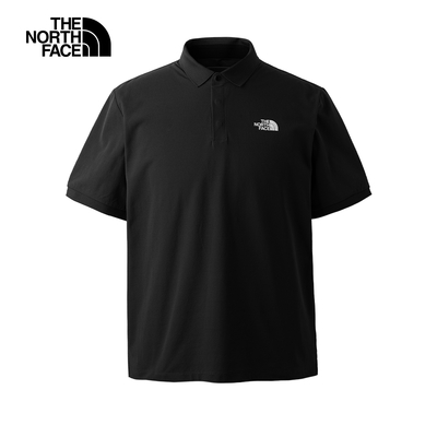 【The North Face 官方旗艦】北面男款黑色吸濕排汗防曬POLO衫｜87W2JK3