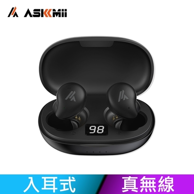【ASKMii艾司迷】M1入耳式真無線觸控藍牙耳機(配戴舒適/雙主機/LED顯示)