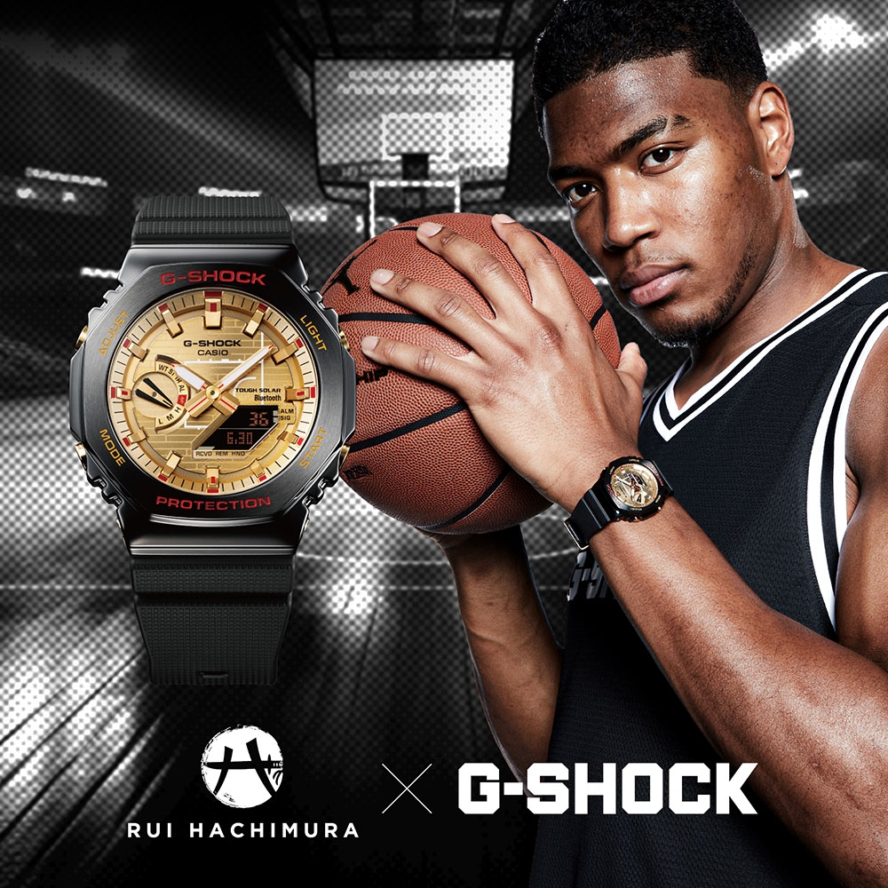 CASIO卡西歐 G-SHOCK NBA球星 八村壘聯名 八角形金屬錶圈 藍牙 太陽能電力  GBM-2100RH-1A_44.4mm