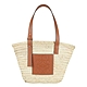 LOEWE 羅威 全新福利品 Medium Basket 中款 棕櫚葉拼小牛皮 托特包 編織包 草編包 原色 棕褐色 product thumbnail 1