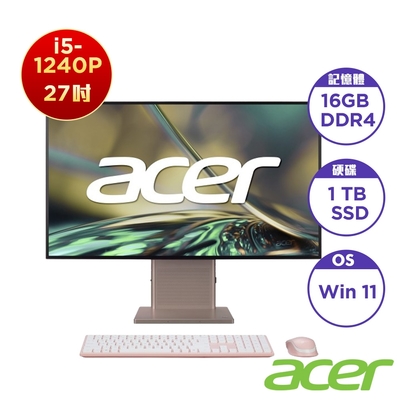 Acer 宏碁 S27-1755 27型 AIO電腦(i5-1240P/16GB/1TB/Wi