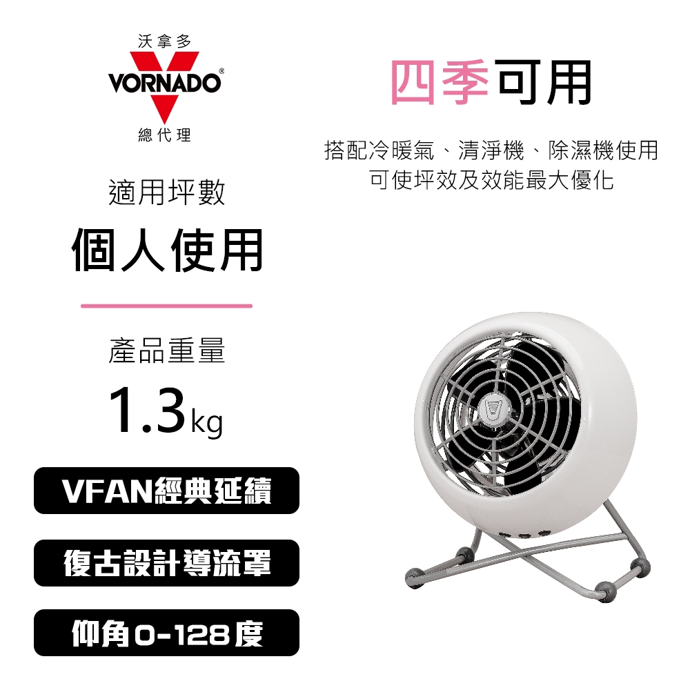 美國VORNADO沃拿多 摩登迷你復古扇 VFANMM23（白色）