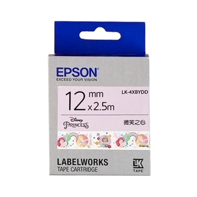 EPSON LK-4XBYDD 迪士尼系列 微笑之心款 白底黑字 標籤