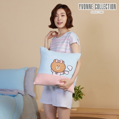 YVONNE 以旺傢飾 早安熊美方形抱枕（45x45公分）-岩石灰（LINE FRIENDS）