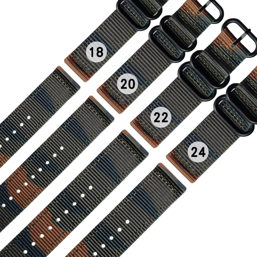 Watchband / 潮流軍事迷彩風尼龍錶帶 軍綠色