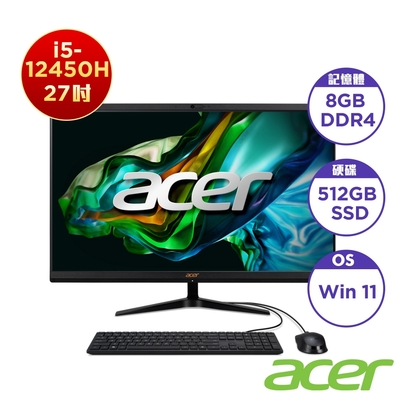 Acer 宏碁 C27-1800 27型AIO桌上型電腦(i5-12450H/8GB/5