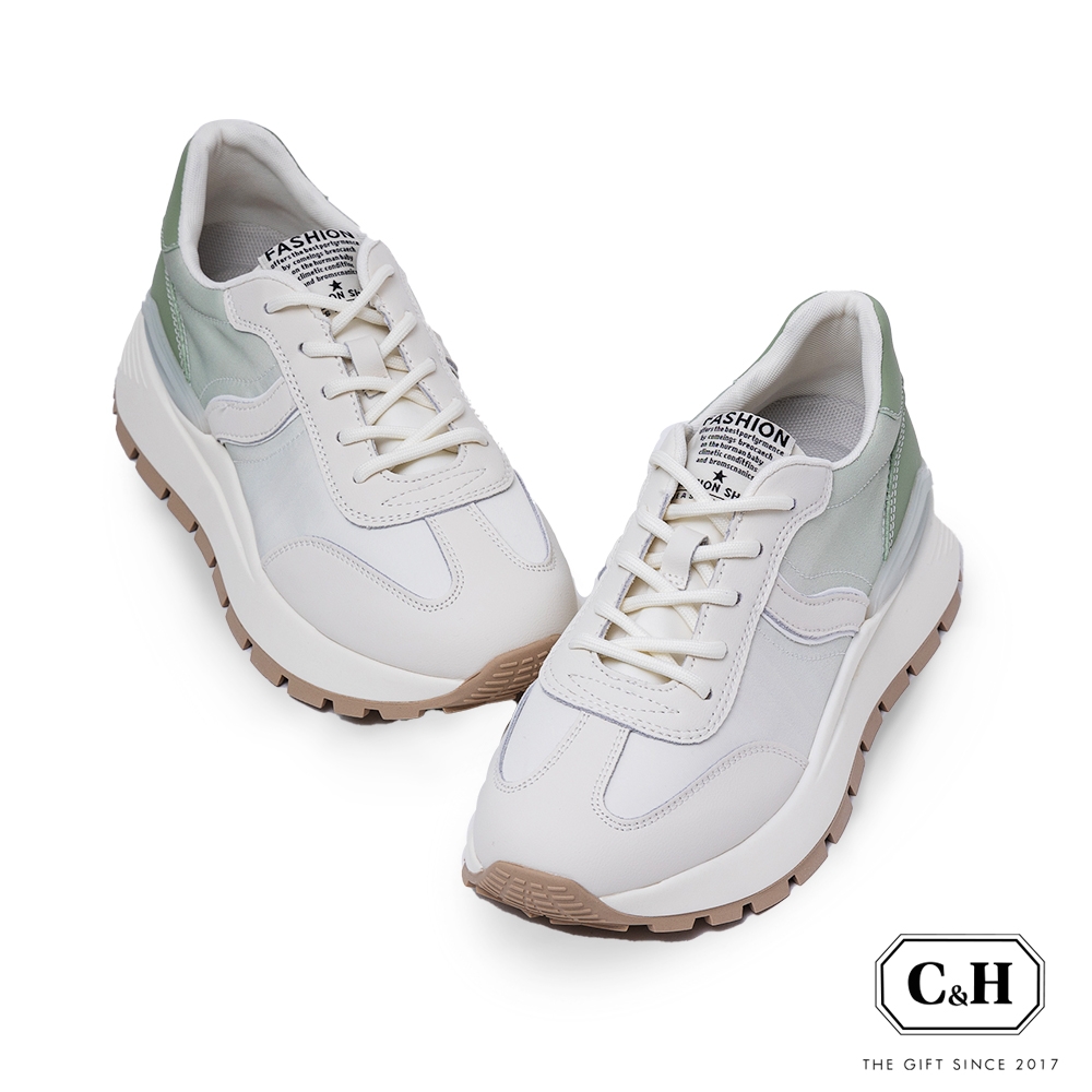 C&H雙色漸層厚底老爹鞋-馬卡龍綠