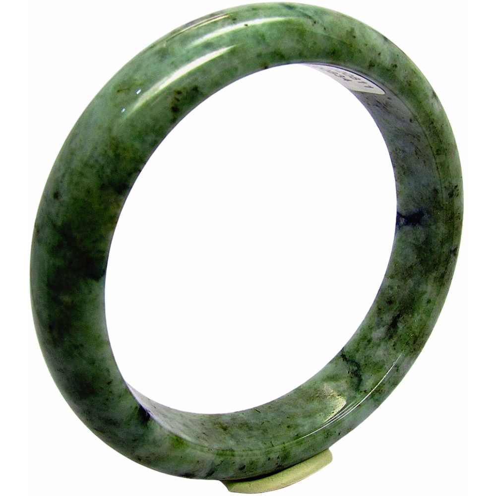 【小樂珠寶】翡翠手鐲橄欖綠灑花天然A貨(手圍18.6號 內徑58.5mm V632)