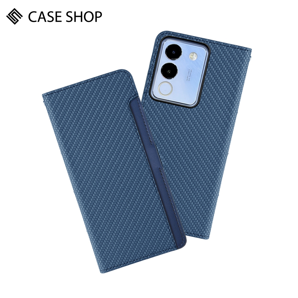 CASE SHOP vivo V29e(5G) 前收納側掀皮套-藍