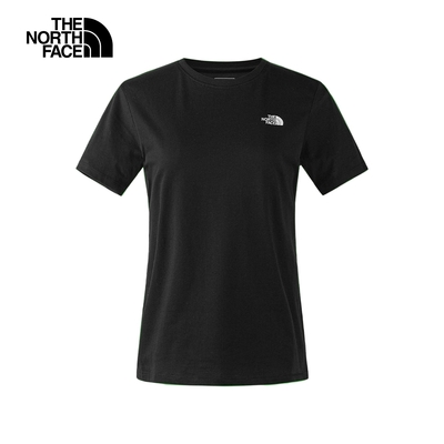 【The North Face 官方旗艦】北面女款黑色吸濕排汗透氣休閒短袖T恤｜89QTJK3