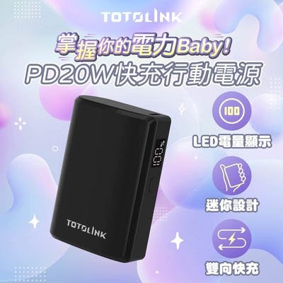 TOTOLINK T10000 PD20W Type-C 雙向快充 迷你掌心行動電源 廣泛相容各種充電設備