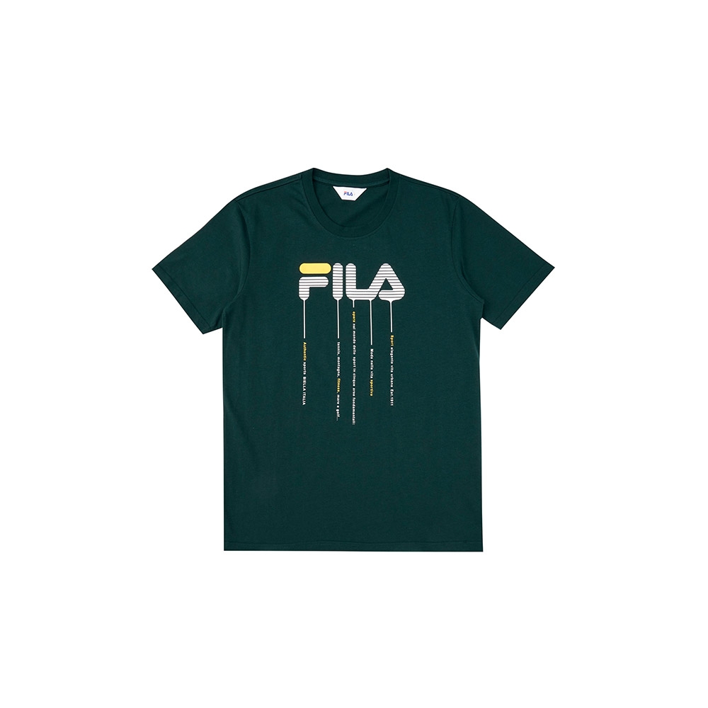 FILA 中性短袖圓領T恤合身版-灌木綠 1TEX-1501-GN