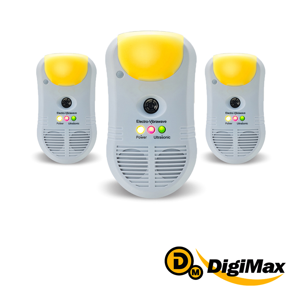 【DigiMax】強效型三合一超音波驅鼠器 UP-11T  三入組 [有效打擊頑固鼠患][ 使用範圍約50坪 ][特殊黃光忌避蚊蟲]