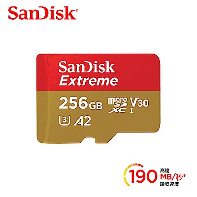 SanDisk Extreme microSDXC UHS-I(V30)(A2) 256GB 記憶