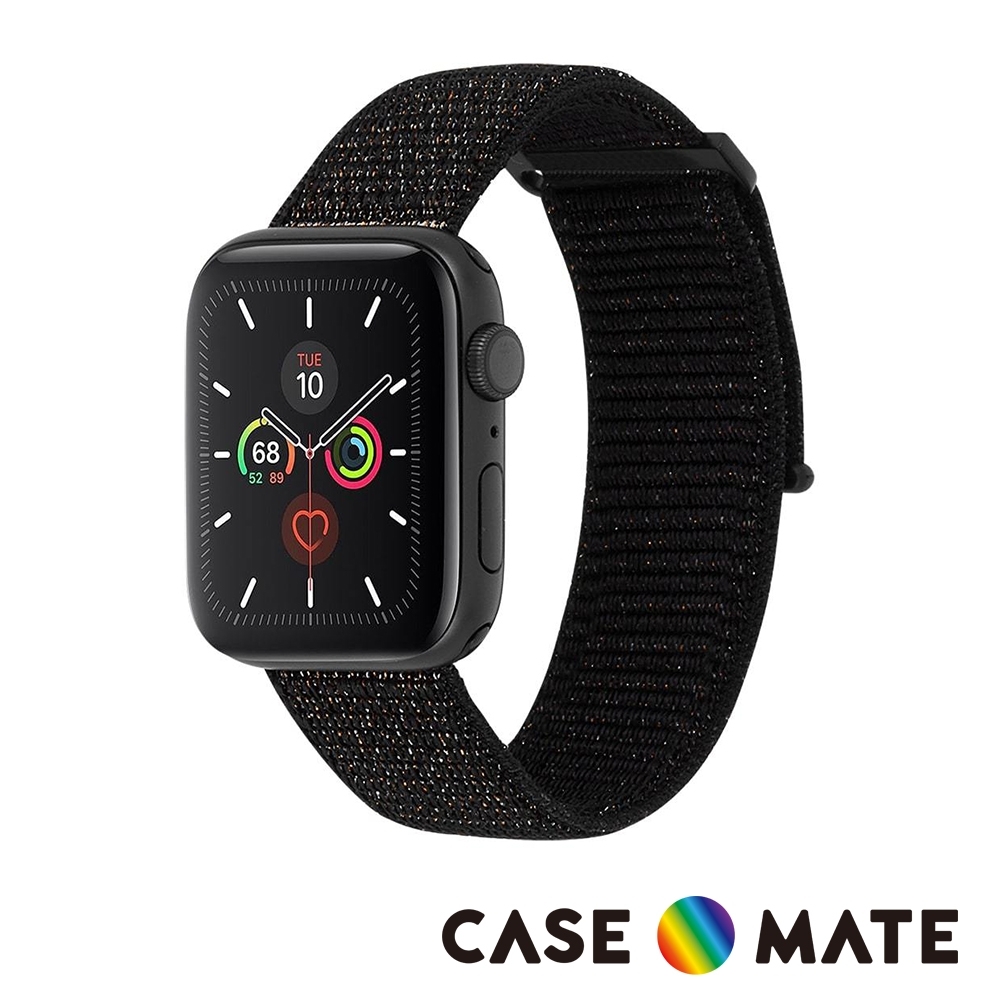 美國 CASE●MATE Apple Watch 第1-6代/SE 通用 42-44mm 尼龍運動型舒適錶帶 - 金屬黑