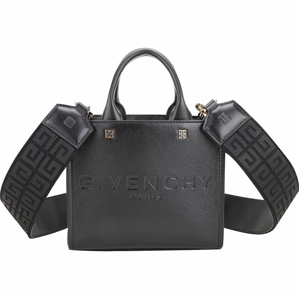 GIVENCHY G-Tote 字母壓印鞣制牛皮手提/斜背托特包(黑色)